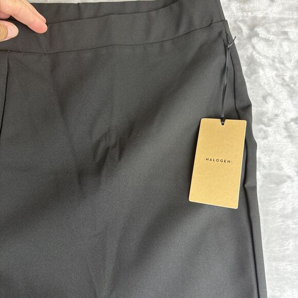 NWT Halogen High Waisted Trousers Women's XL Black Wide Leg Elastic Waist (0796) - Picture 3 of 9